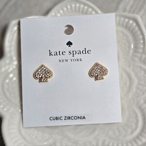 Kate Spade Goldtone and Crystal Spade Stud Earrings NWT Retail $49